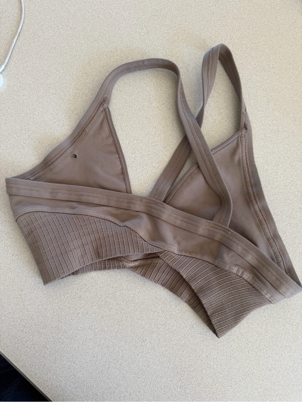 Free People Ribbed V-Neck Wireless Bralette - Taupe - Picture 3 of 5